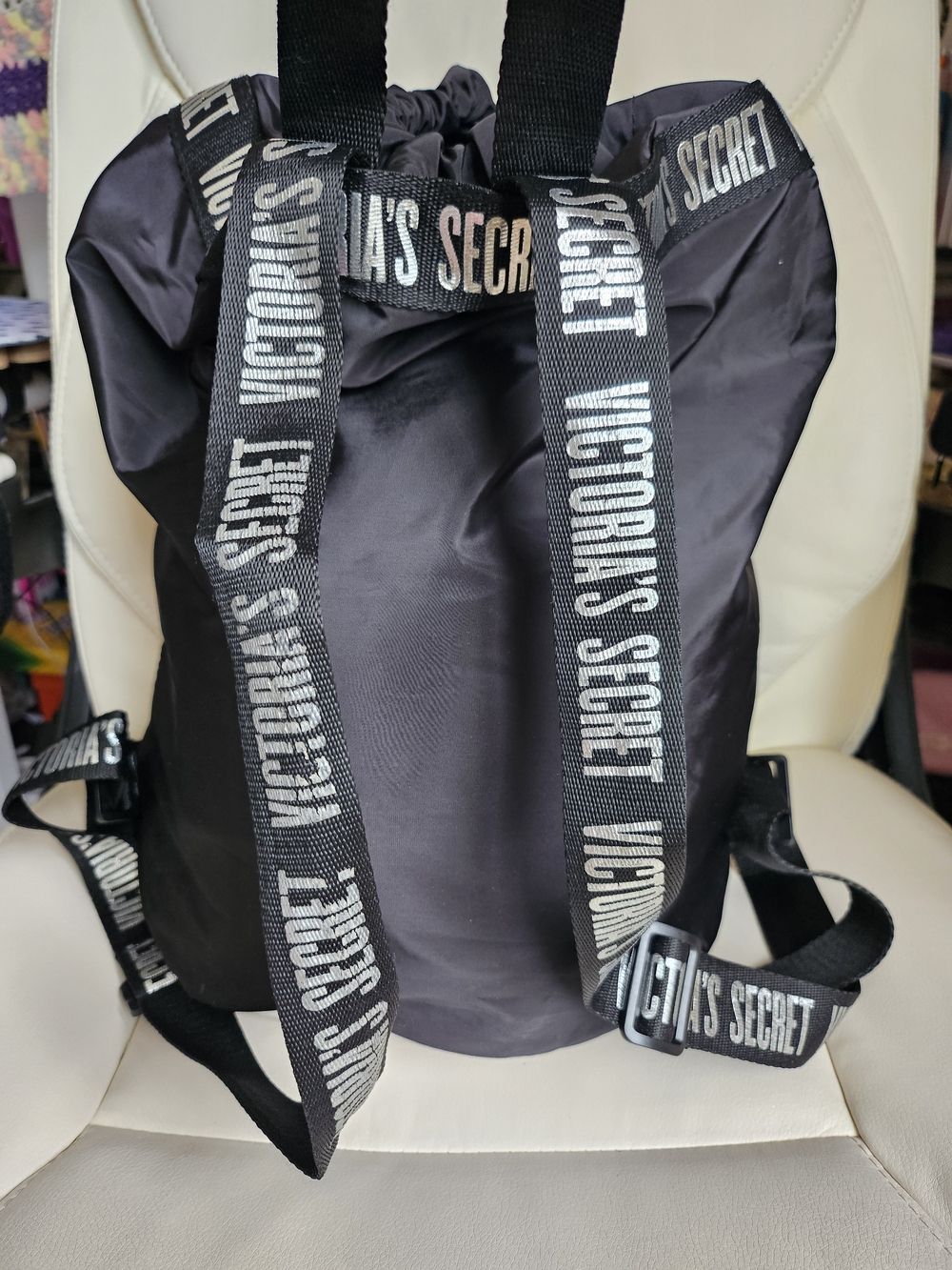 Victoria's Secret Black & Silver Drawstring Backpack - Picture 4 of 8